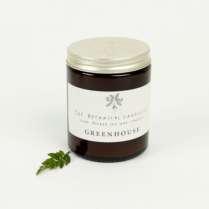 Amber Glass Jar Soy Wax Candle - Greenhouse - The Natural Gift Company