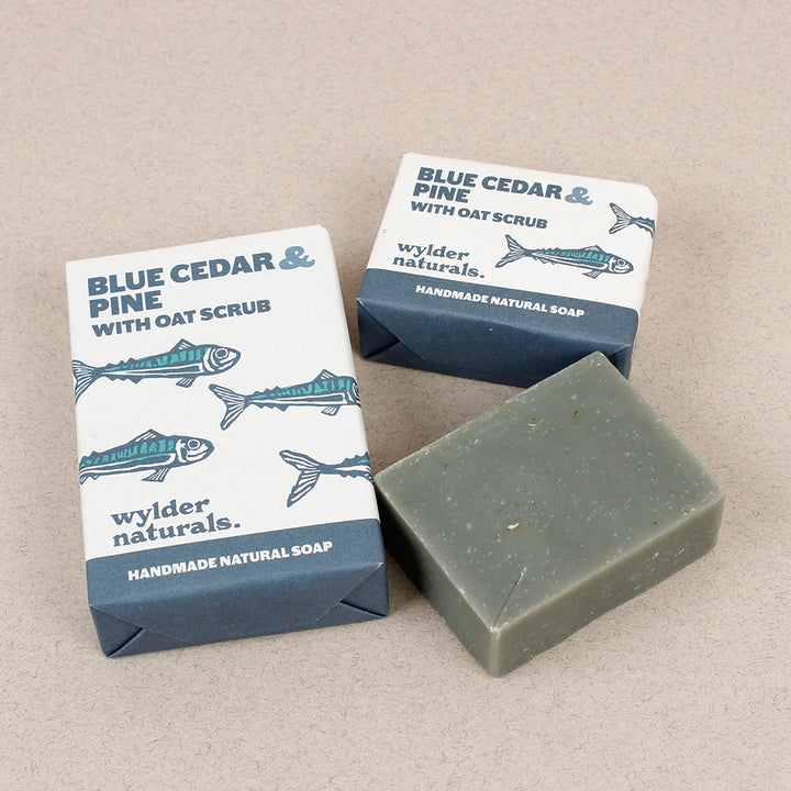 Natural Soap Bar - Blue Cedar & Pine with Oat Scrub - The Natural Gift Company