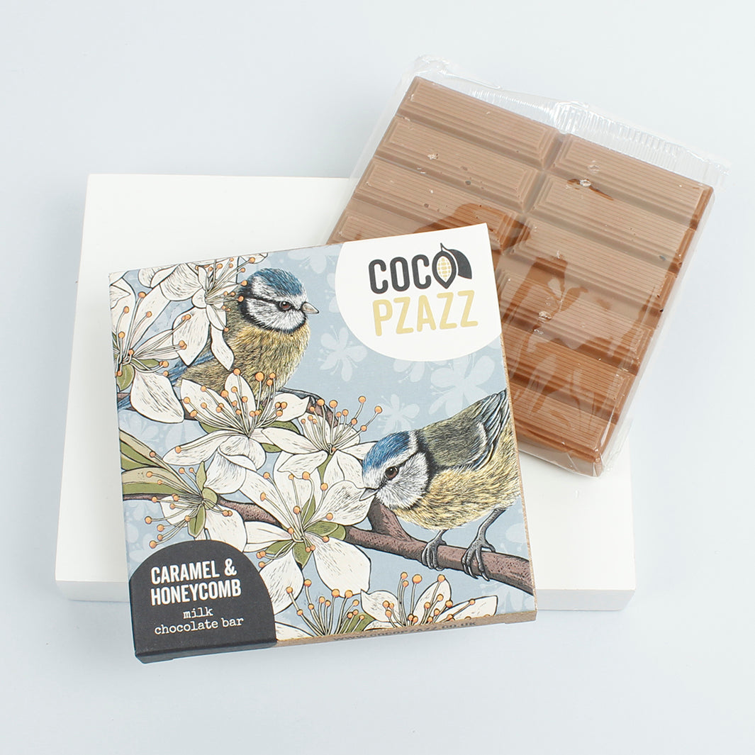 Fox & Boo: Blue Tits - Caramel & Honeycomb Milk Chocolate Bar