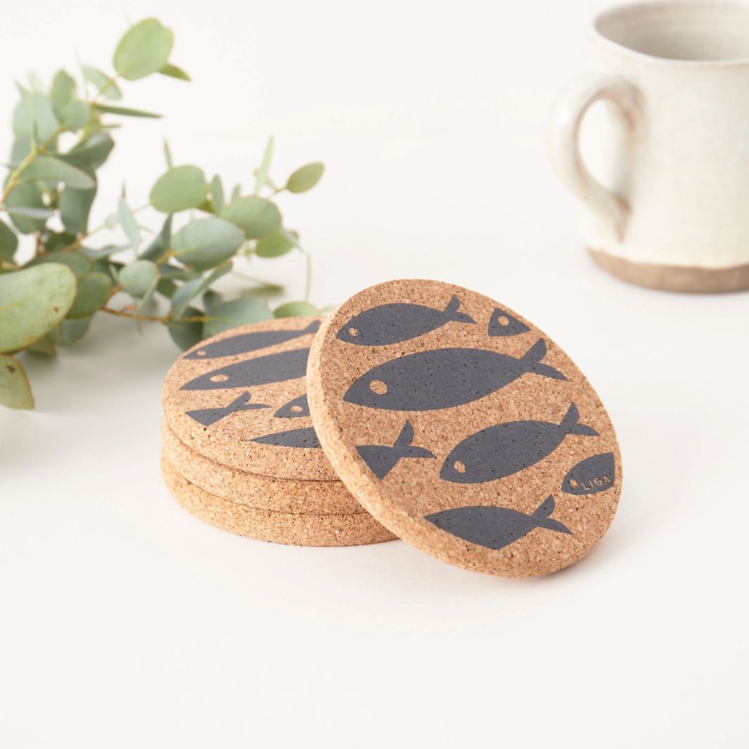 Cork Coaster | Fish - Grey