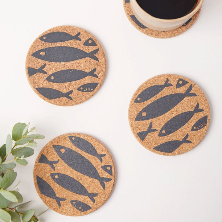 Cork Coaster | Fish - Grey