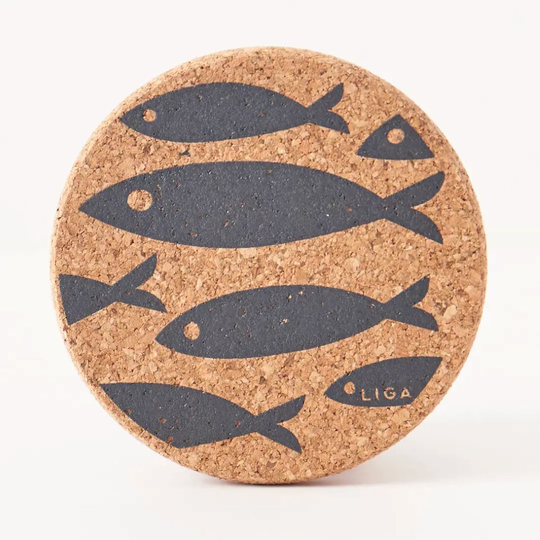 Cork Coaster | Fish - Grey