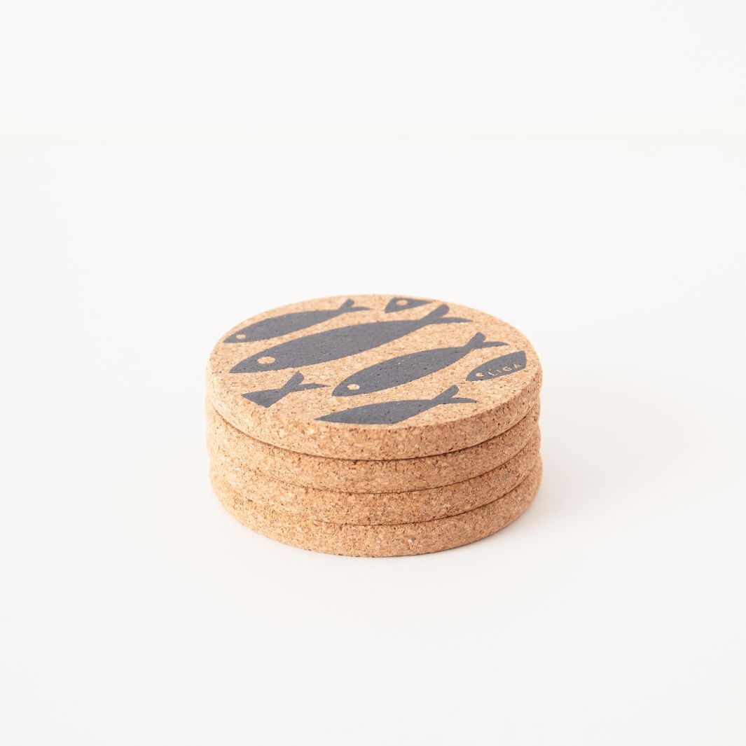 Cork Coaster | Fish - Grey