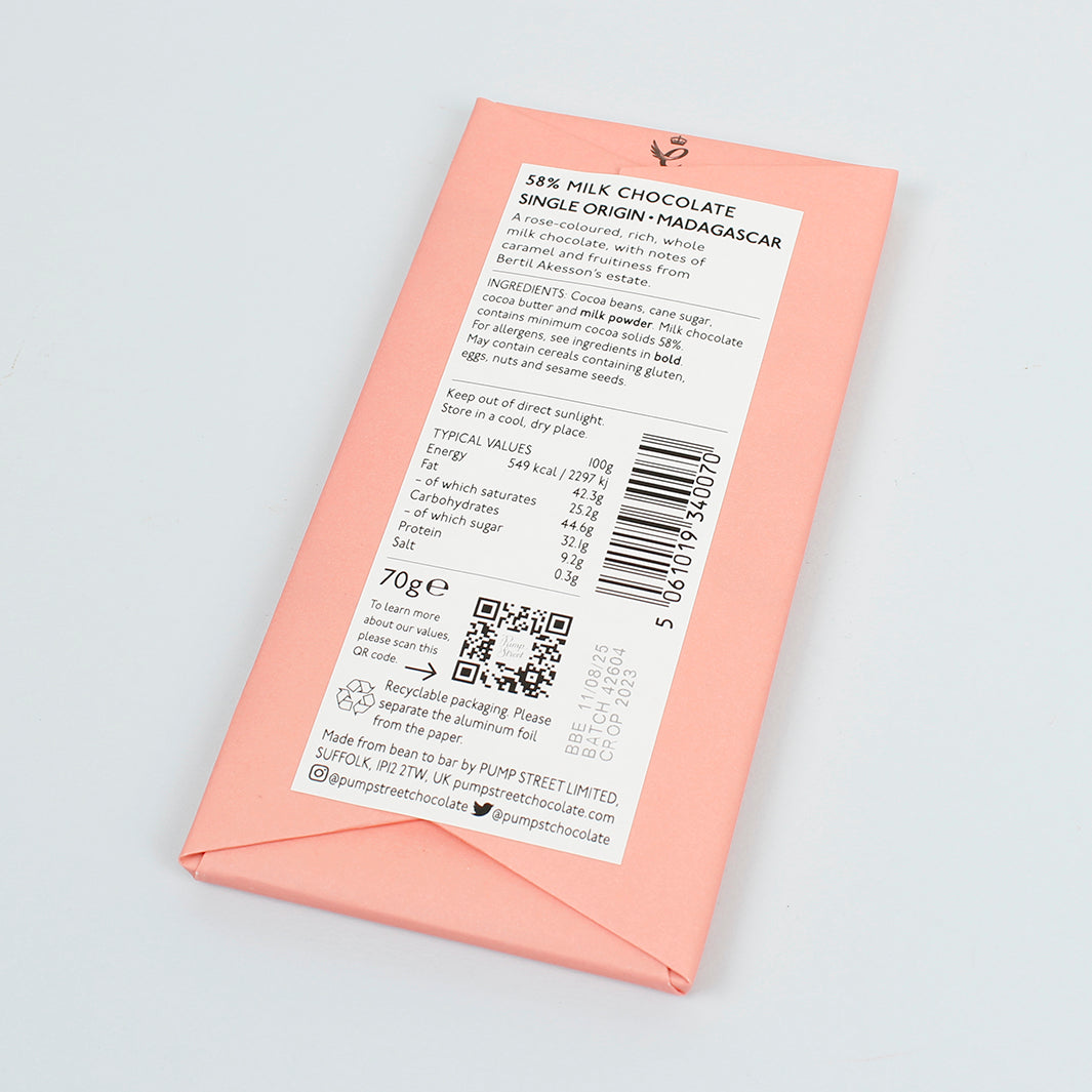 Madagascar Milk 58% Chocolate Bar
