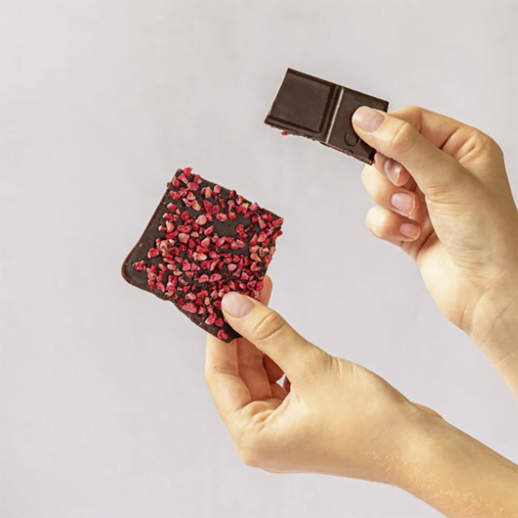 Ravishing Raspberry - 72% Dark Chocolate Bar with Dried Raspberry Pieces
