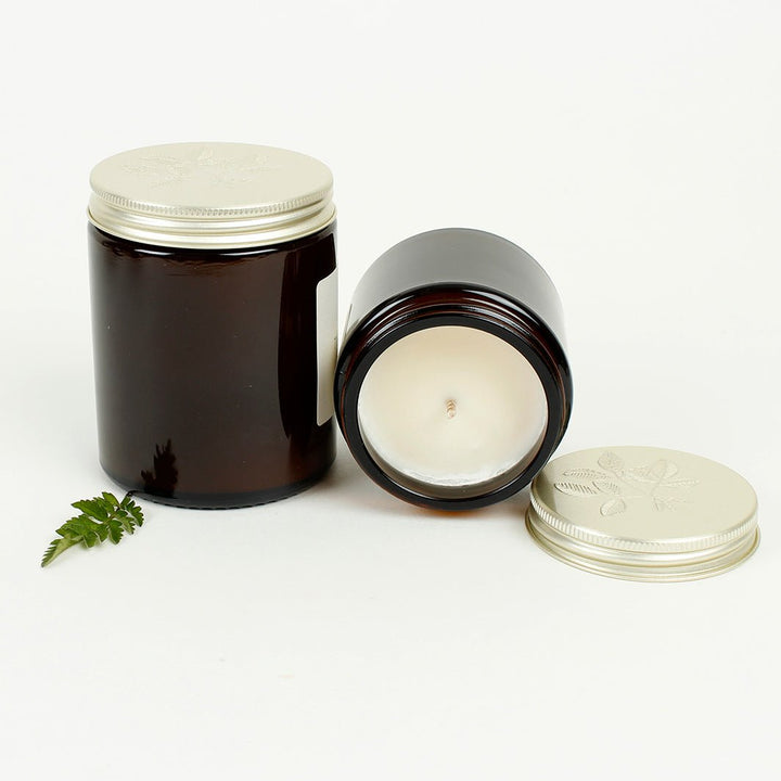 Amber Glass Jar Soy Wax Candle - Late Summer - Green Tulip