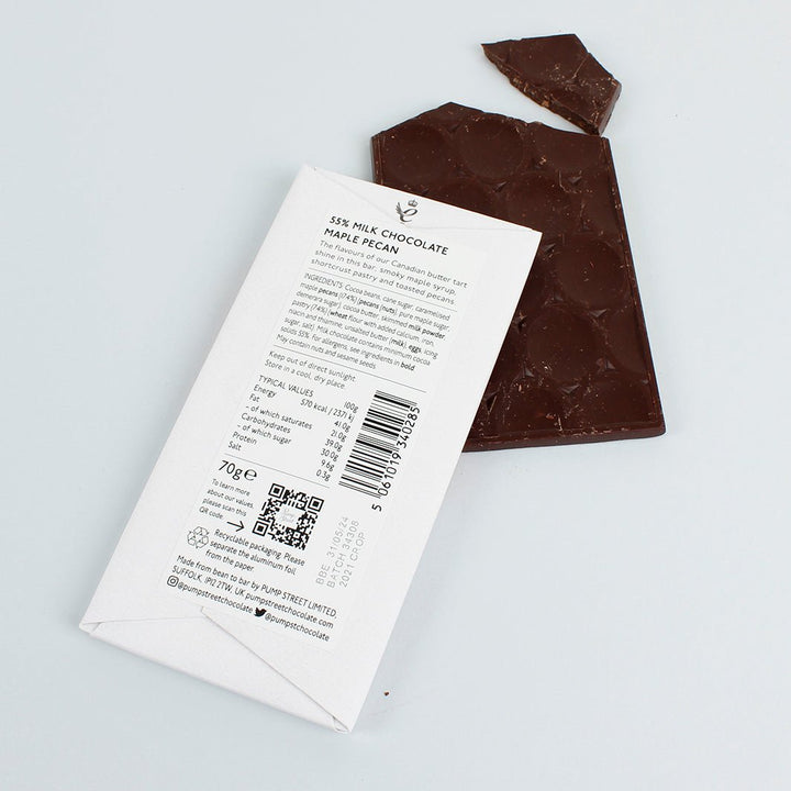 Maple Pecan 55% Milk Chocolate Bar - Green Tulip