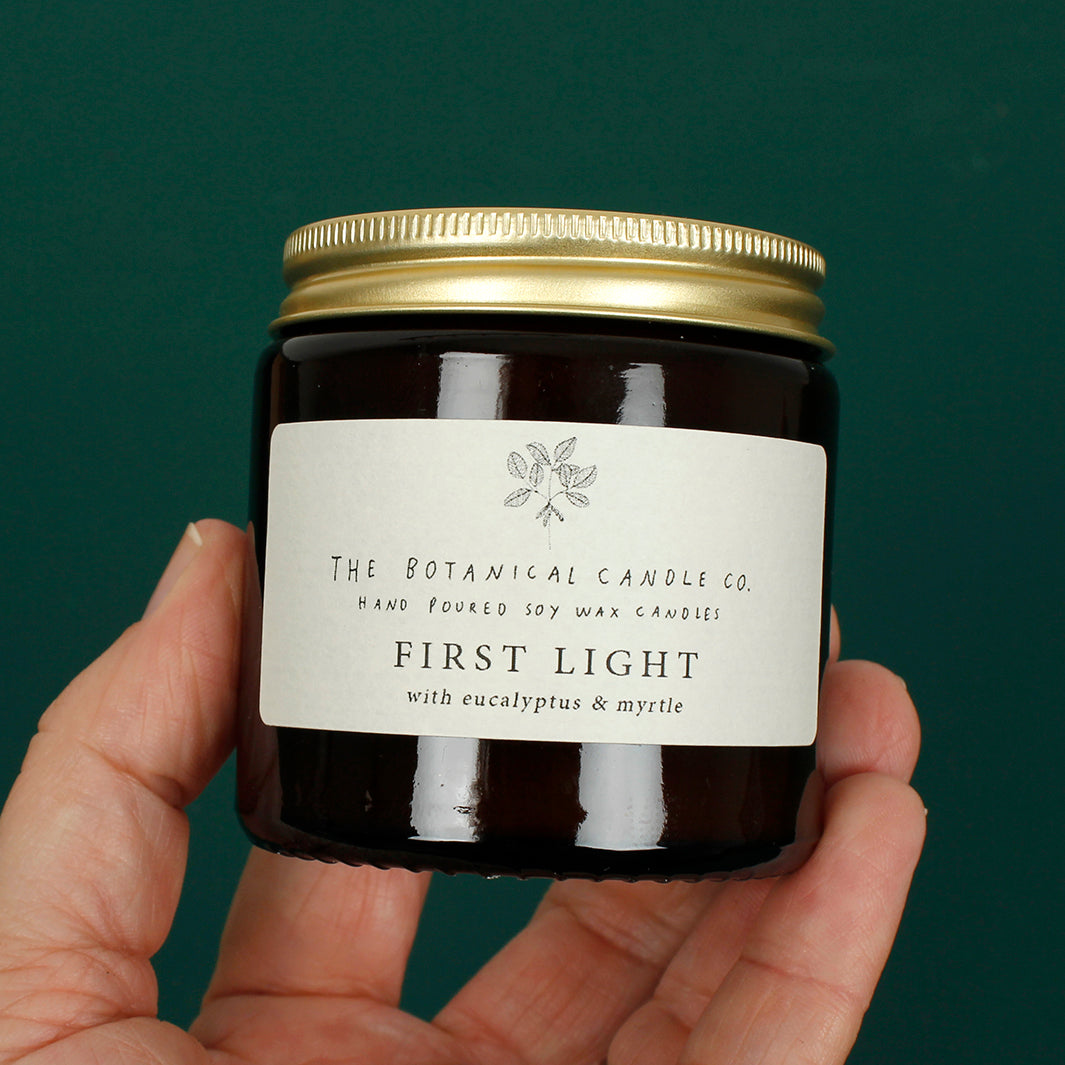 Amber Glass Jar Soy Wax Candle - First Light