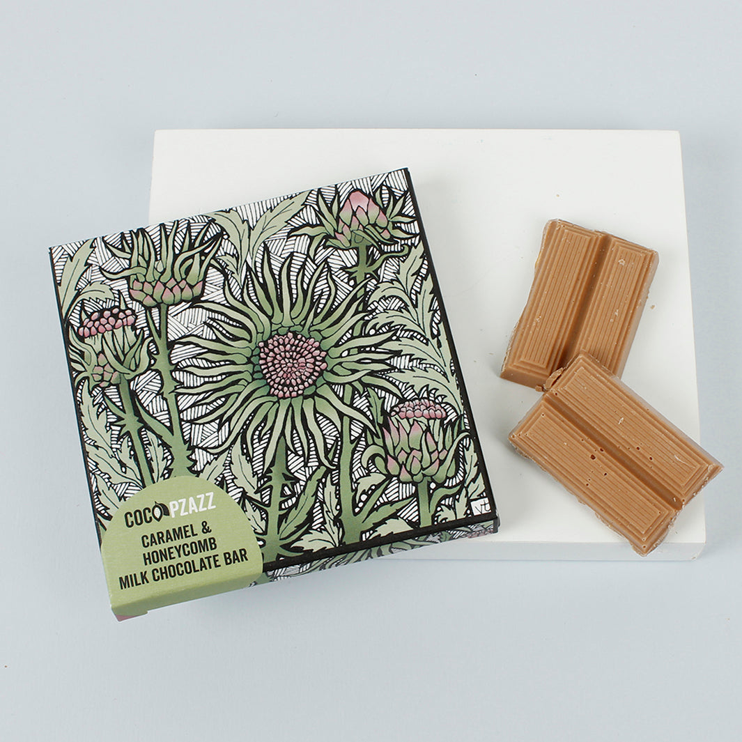 Alff.a.Bet: Thistle - Caramel & Honeycomb Milk Chocolate Bar - The Natural Gift Company