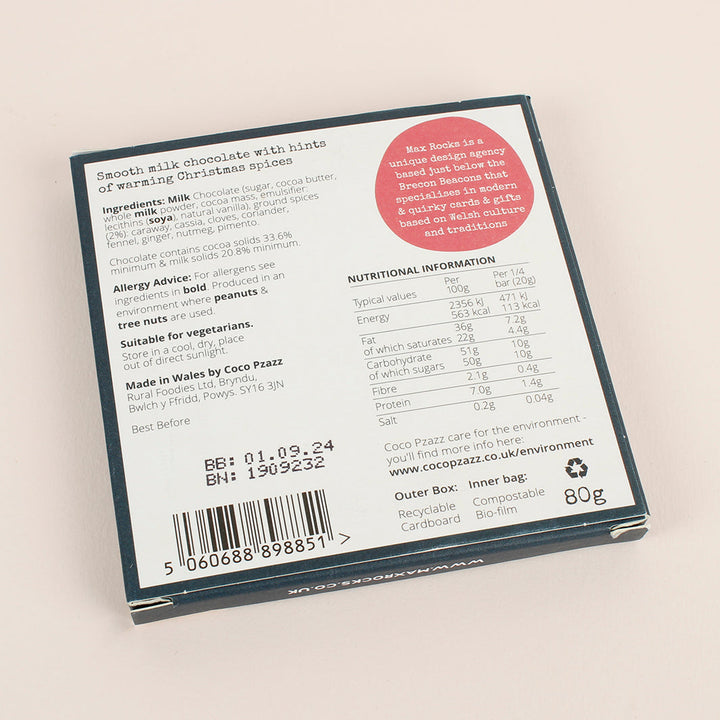 Max Rocks: Festive Spice Milk Chocolate Bar