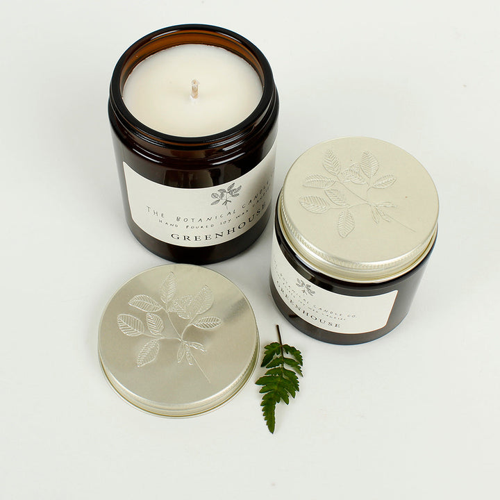Amber Glass Jar Soy Wax Candle - Greenhouse - The Natural Gift Company