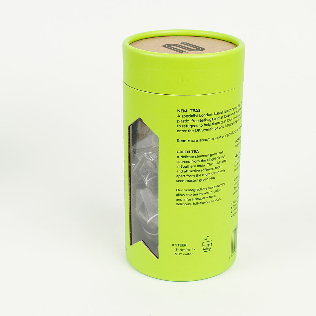 Organic Green Tea Pyramid Teabags - Tube of 15 - The Natural Gift Company