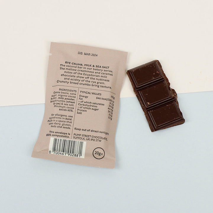 Rye Crumb, Milk & Sea Salt 60% Dark Milk Chocolate Bar - The Natural Gift Company