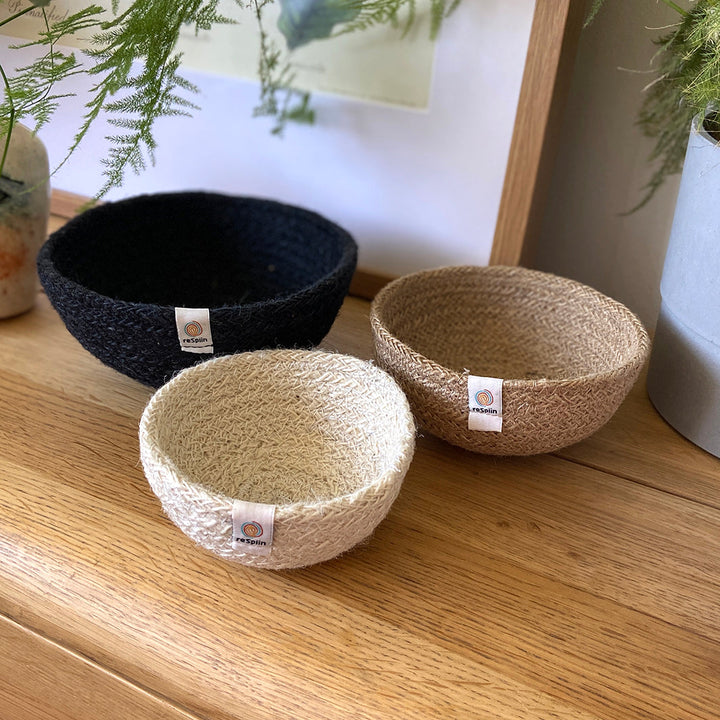 Jute Mini Bowl Set - Pebble - The Natural Gift Company