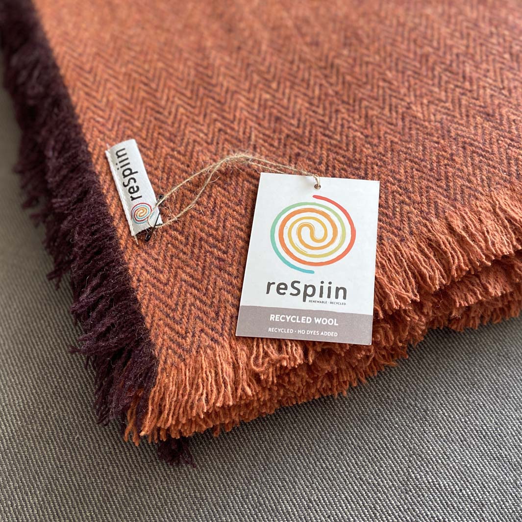 Recycled Wool Throw - 130cm x 170cm - Rust - The Natural Gift Company