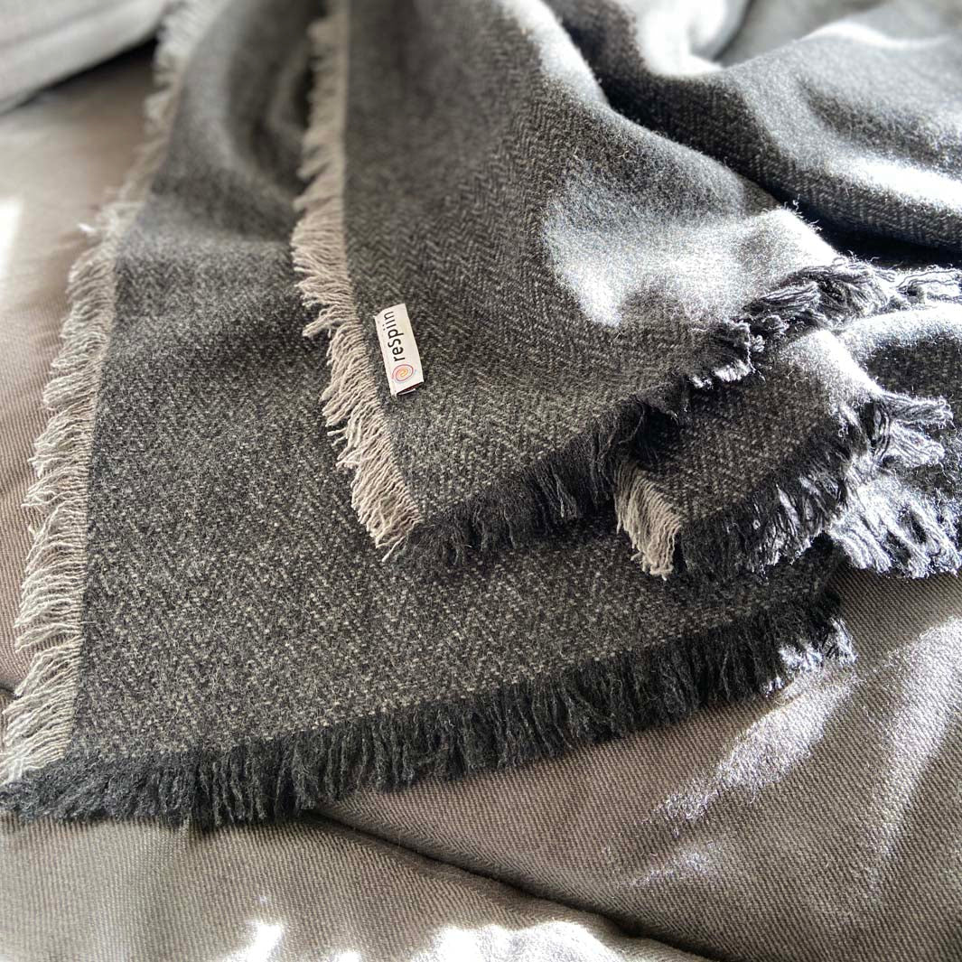 Recycled Wool Throw - 130cm x 170cm - Slate - The Natural Gift Company